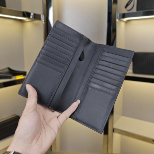 新款真皮卡包男款超薄 潮牌编织男士长款钱包一体 大容量高档卡夹