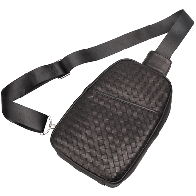 男包男士真皮编织胸包