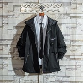 soinku日系夹克潮牌早秋季 风衣外套男生黑色工装 冲锋衣中性风穿搭