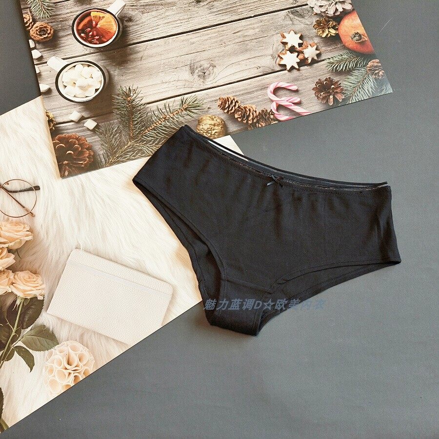 三140-155斤中东皇家NAY黑色高弹罗纹针织棉中腰女舒适包臀平角裤