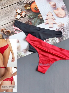 三90-140斤德国CEN红色珠光冰丝黑色蕾丝T裤低腰女性感无痕丁字裤