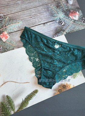 三130-145斤 南非INT木绿色镂空软蕾丝内裤性感中腰女包臀三角裤