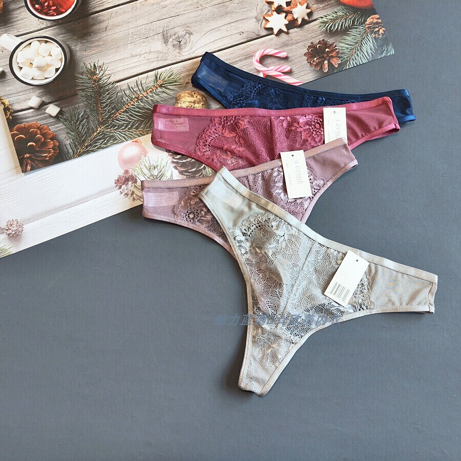 三95-140斤意大利ILU透明视网纱镂空软蕾丝中低腰女丁字裤性感T裤