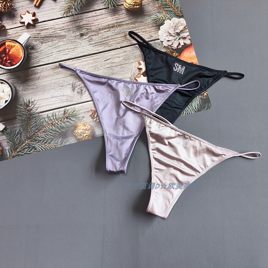 三110-150斤美国STEV珠光丝绒冰丝中腰女T裤细带丁字裤G-strings