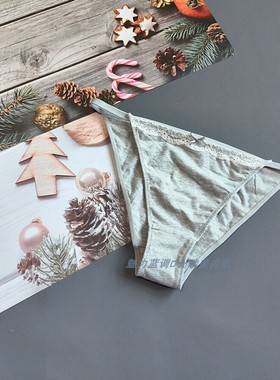 三105-120斤中东皇家NAY浅麻灰色纯棉质中低腰女细带比基尼三角裤