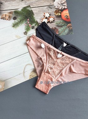 三140-155斤南非INT虾粉蕾丝黑色大码性感中腰女大半臀无痕三角裤