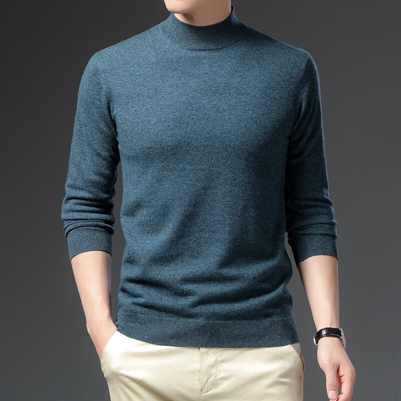 100%绵羊毛男士套头纯色针织时尚休闲款