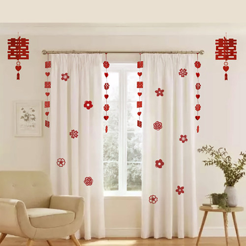 婚房布置喜字贴窗帘喜字挂件拉花