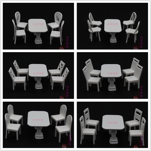 建筑模型制作材料室内家具餐桌餐椅学生做作业沙盘整套餐桌椅模型