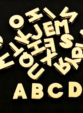 【8MM金色光面字母】合金字母手工DIY饰品工艺礼品定制配件手链