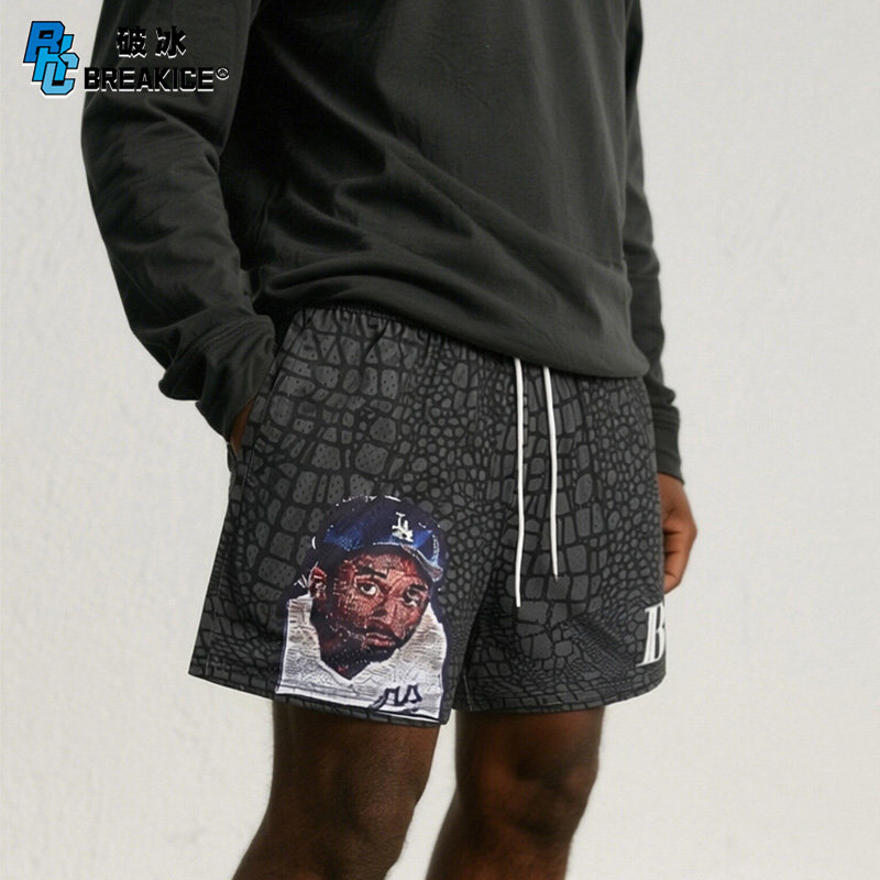 BKCXZICE科比曼巴精神篮球短裤蛇纹网眼训练健身运动不过膝四分裤
