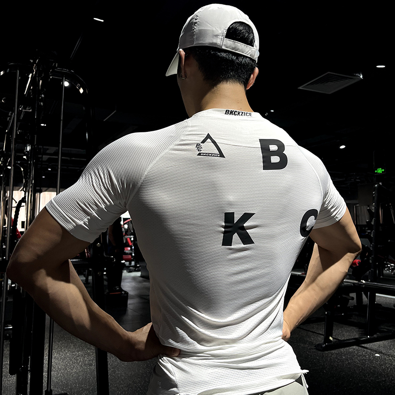 BKCXZICE美式运动健身短袖GI面料球员篮球训练紧身衣跑步骑行T恤