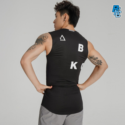 BKC美式logo三角宽肩运动无袖T恤