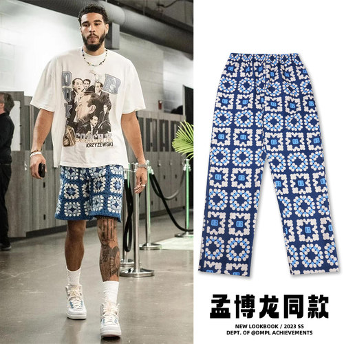 孟博龙运动九分裤卡通彩绘印花