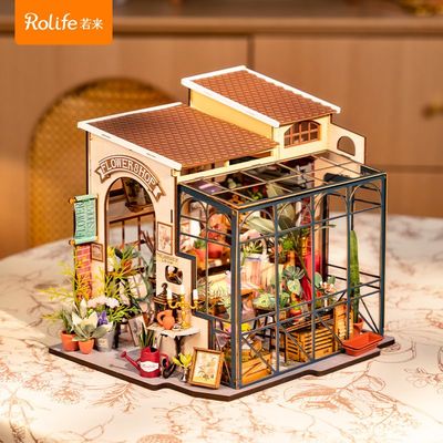 若态3D立体艾米莉花店拼装木制DIY小屋手工模型玩具生日礼物女生