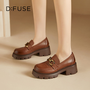 D：Fuse/迪芙斯2026年春季厚底牛皮乐福鞋女新款增高百搭时装女鞋