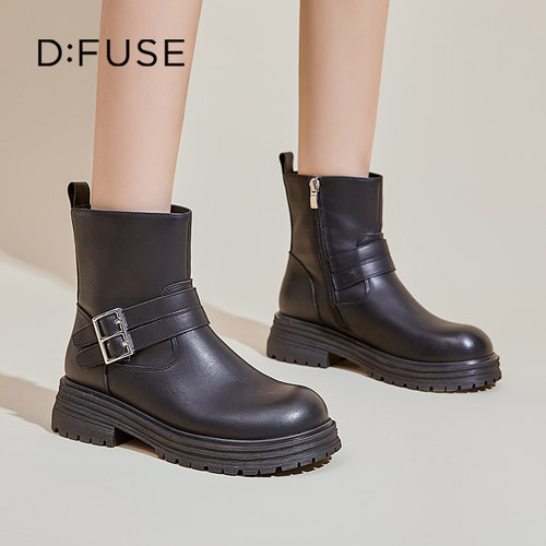 迪芙斯2025新款复古时尚骑士靴