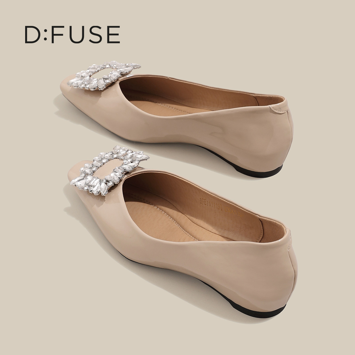 迪芙斯春季单鞋女2026新款配裙子平底鞋方头法式气质低跟浅口方扣