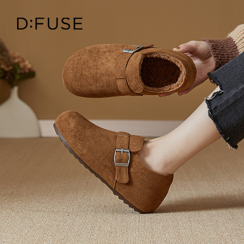 D：Fuse/迪芙斯冬季厚底加绒时装女鞋豆豆鞋新款保暖百搭休闲女鞋,女鞋,时尚休闲鞋,淘宝优惠券,粉丝福利购,淘宝优惠卷