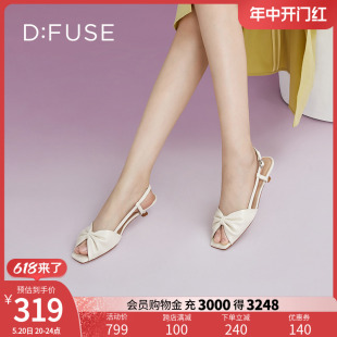 女DF32115343 羊皮蝴蝶结低跟小香风凉鞋 新款 DFuse迪芙斯夏季