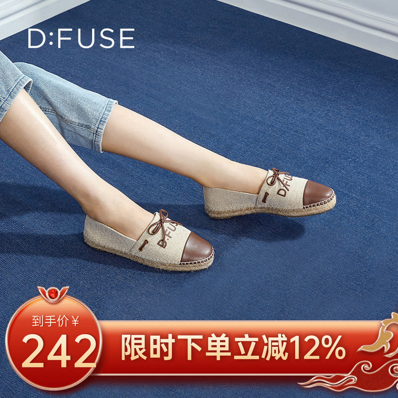 Dfuse迪芙斯2024春夏款蝴蝶结圆头渔夫鞋单鞋DF41112007一脚蹬
