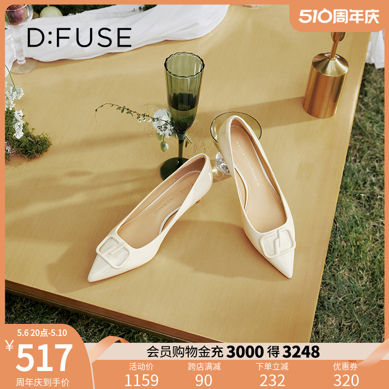 【博主同款】Dfuse2024春夏简约通勤双D扣细高跟单鞋女DF4111