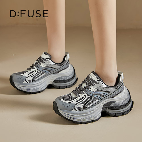 迪芙斯春季新款厚底老爹鞋