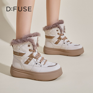 D：Fuse/迪芙斯保暖雪地靴女款2025新款户外棉鞋厚底加绒冬天鞋子