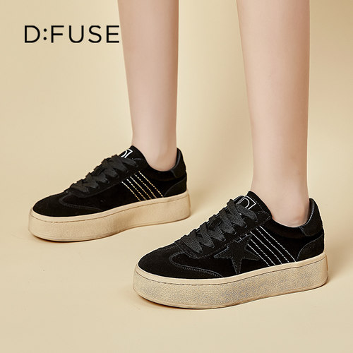 迪芙斯复古星星板鞋厚底休闲鞋