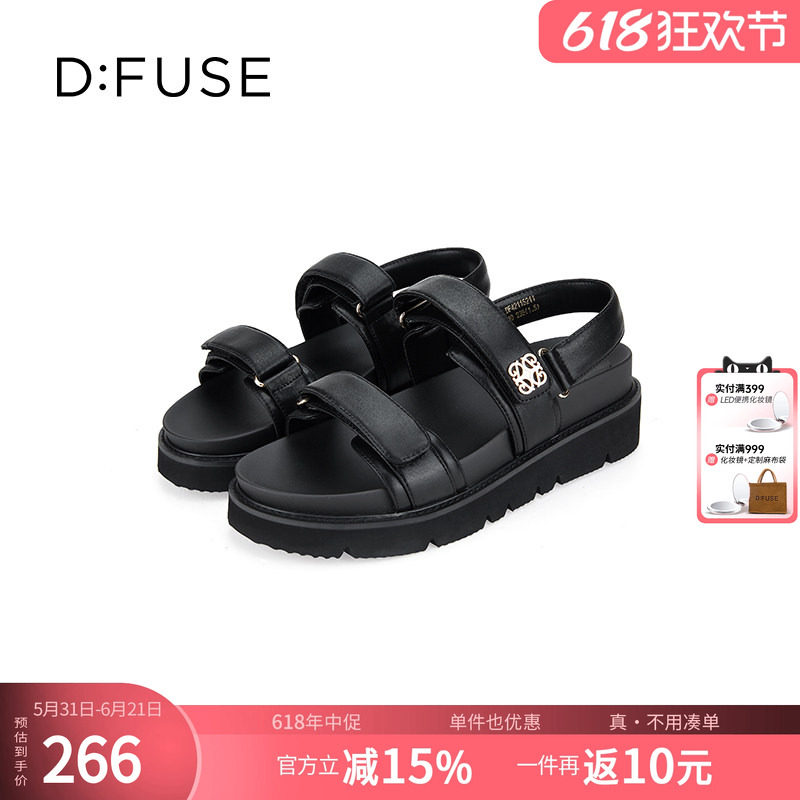 Dfuse迪芙斯2026夏新款法式优雅度假风双条带牛仔凉拖