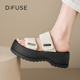DFuse迪芙斯夏季 女 休闲百搭增高休闲凉鞋 松糕厚底露趾凉鞋 女新款