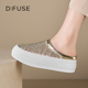 Dfuse迪芙斯夏季 女 女网纱水钻休闲透气舒适拖鞋 新款 厚底包头拖鞋