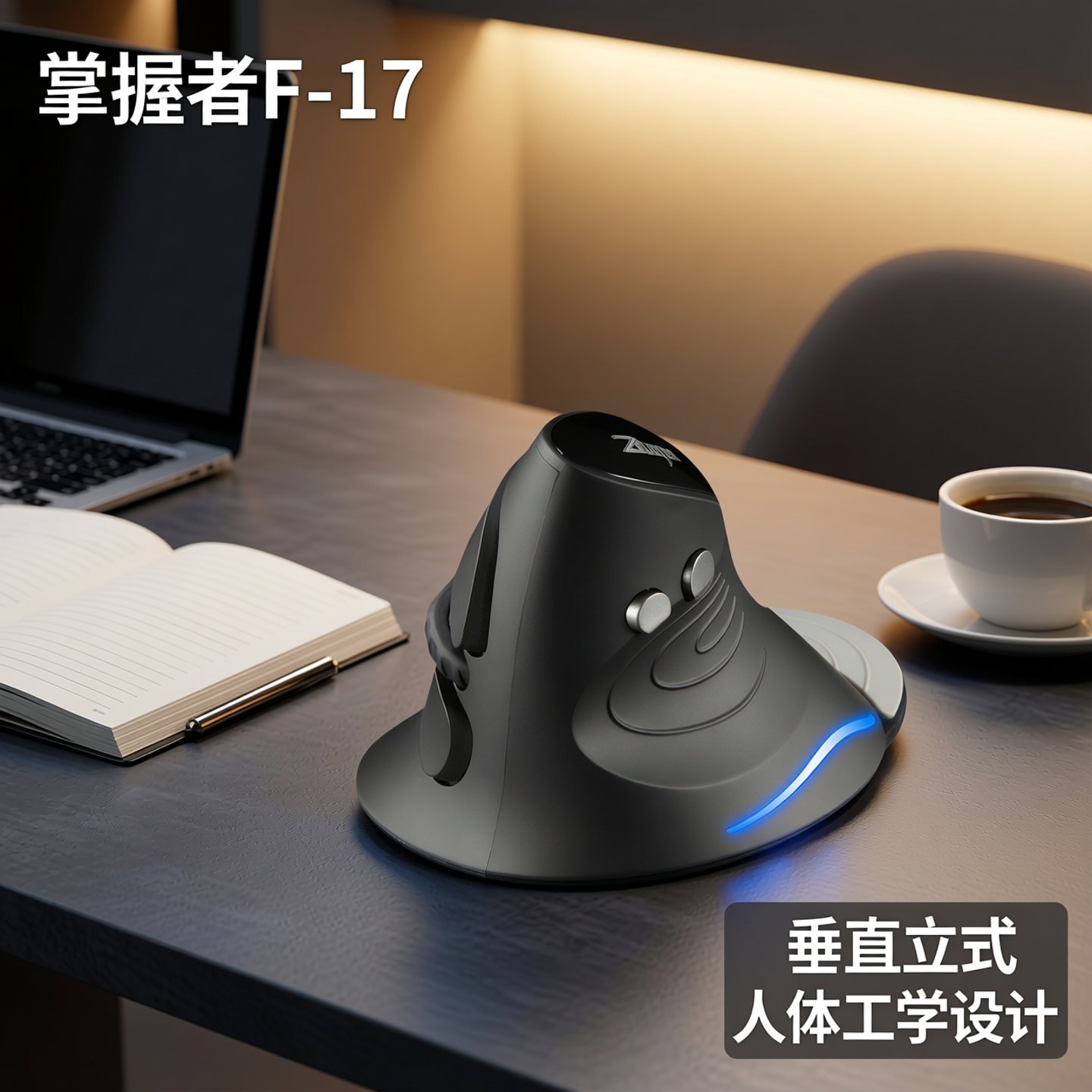 掌握者F-17垂直立式鼠标2.4G无线家用办公鼠标台式电脑人体工程学垂直侧握防鼠标手鼠标笔记本商务省电时尚