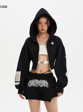 ARDENCODE W 星月 | 女款重磅运动拉链帽衫秋季外套女黑色美式