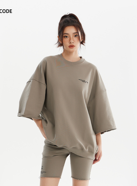 ARDENCODE W 自由 | 同款毛边宽松螺纹短袖卫衣复古t恤圆领