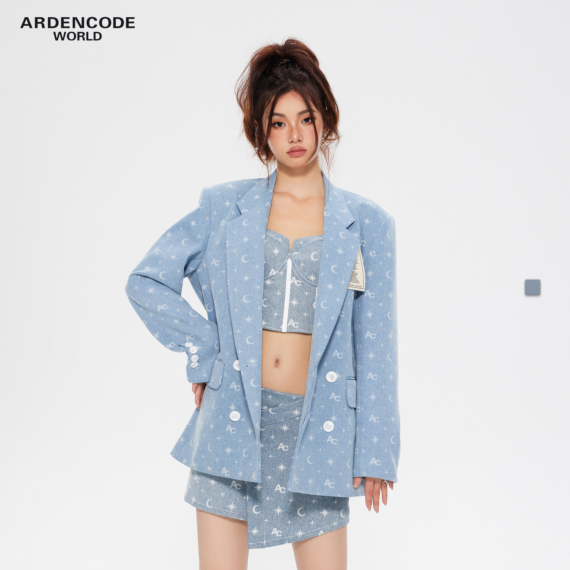 ARDENCODE满印牛仔西装套装