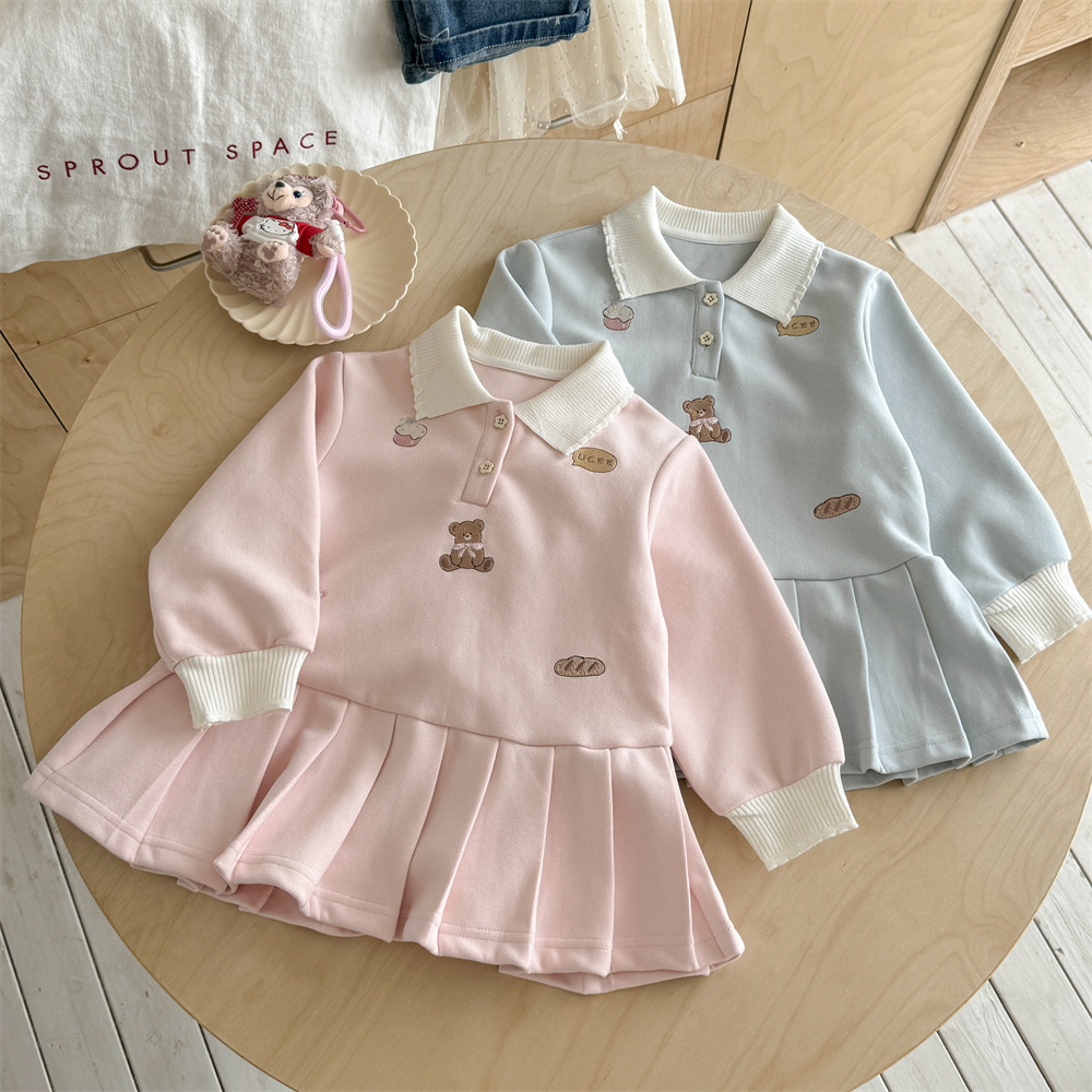 小童学院风儿童长袖polo卫衣裙子