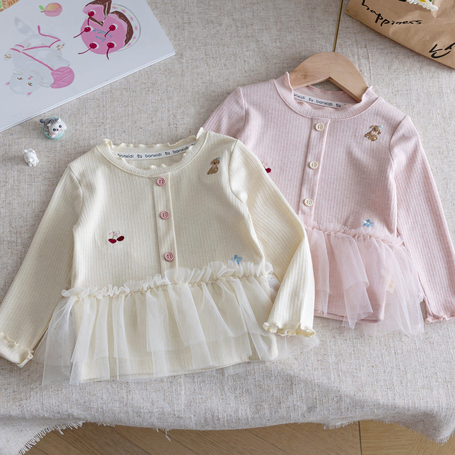 女童网纱裙摆卫衣童装2025春季儿童宝宝可爱棉制春装长袖韩系