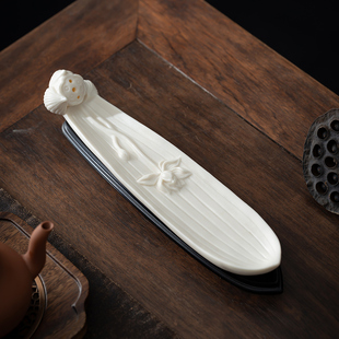 陶瓷莲花白瓷香插香座家用线香炉卧香炉檀香托盘室内线香底座香薰