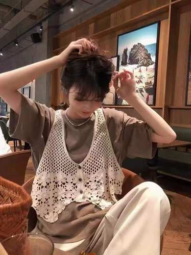 勾花镂空洋气上衣针织外搭短款