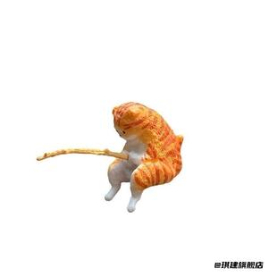 摆件创意钓鱼猫鱼缸小饰品可爱车载休闲垂钓钓鱼仿真园艺专用造景