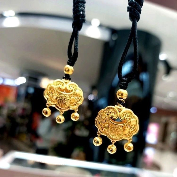 女国风福字长命锁平安锁项链编绳长命锁福字镂空金色锁毛衣链吊坠,饰品/流行首饰/时尚饰品新,项链,淘宝优惠券,粉丝福利购,淘宝优惠卷