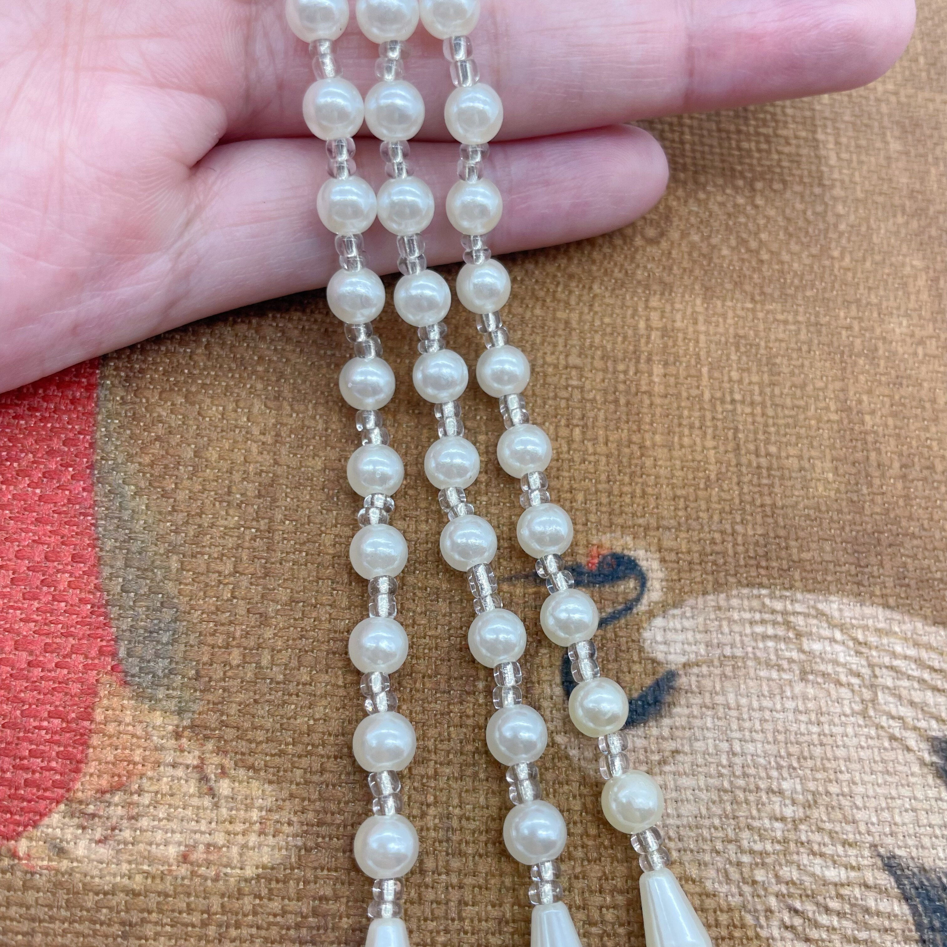 汉服配饰旗袍简约头饰配件仿珍珠挂链吊坠单条流苏穗子辅料莲花