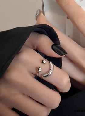 韩版个性戒指女in简约指环开口可