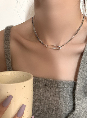 高级项链锁骨链小众颈链设计感别针创意趣味冷淡风气质简约时尚潮
