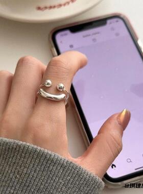 韩版个性戒指女in简约指环开口可