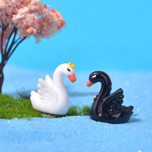 桌面小摆件造景创意礼品多肉装饰中控仿真天鹅新款趣味微景观可爱