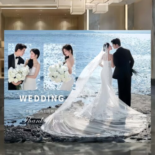 定制婚纱照迎宾留影区kt板背景墙