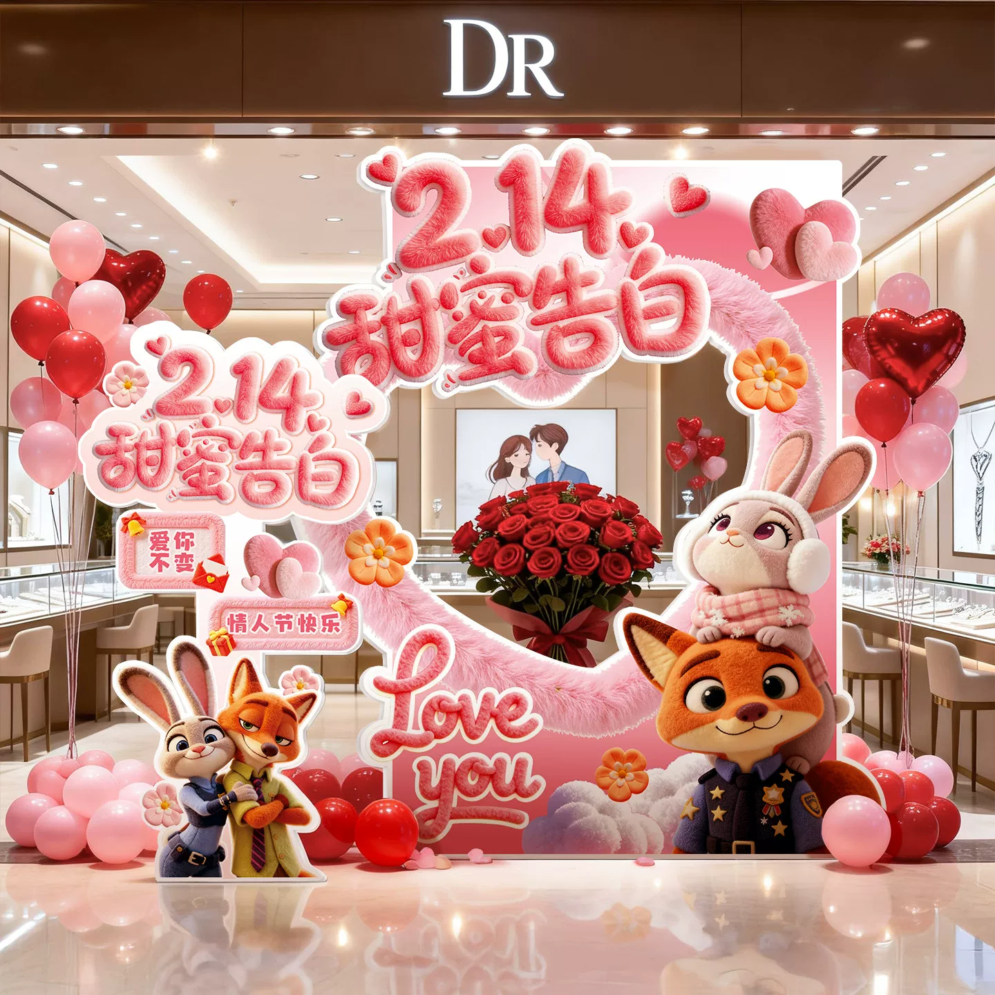 情人节商场珠宝店铺布置装饰浪漫氛围感主题拍照打卡框kt板背景墙,节庆用品/礼品,装扮布置套餐,淘宝优惠券,粉丝福利购,淘宝优惠卷