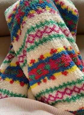 加厚米粒绒居家长裤宽松费尔岛可爱多色女冬休闲可外穿保暖睡裤子